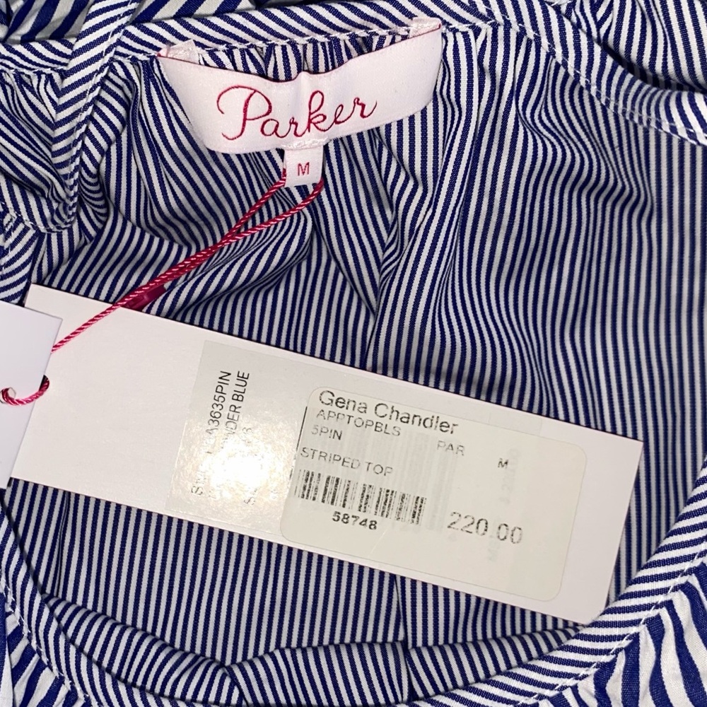 Parker Blue Striped Ruffle Blouse - Picture 7 of 9